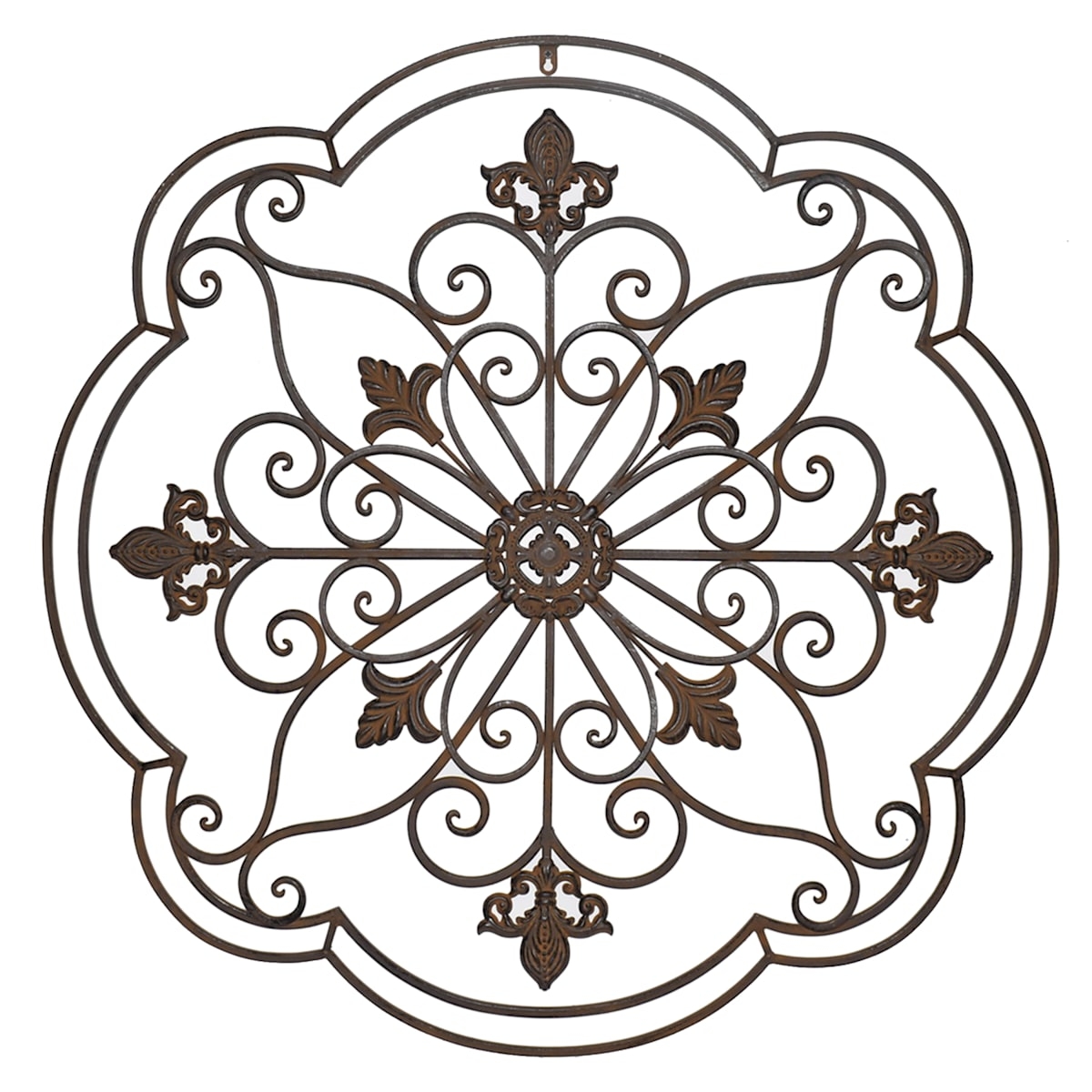 Wall Medallion 35-Inch Scalloped Frame Fleur De Lis
