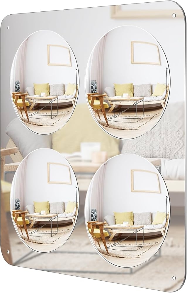 Wall Mirror Acrylic Four Bubble Lenses Convex Panels