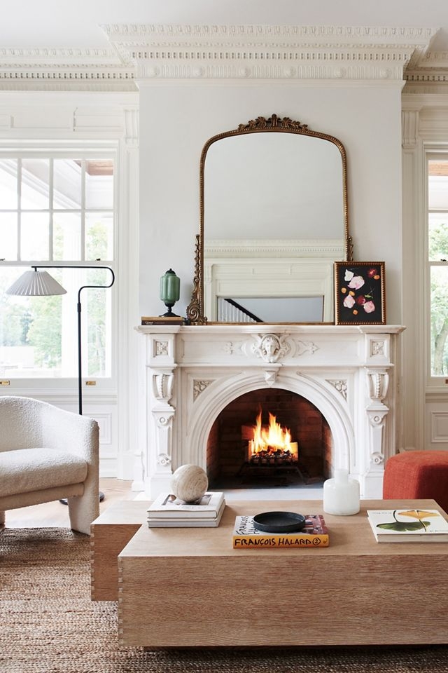 Wall Mirror Arched Metallic Mantel Ornate Scrollwork Finish