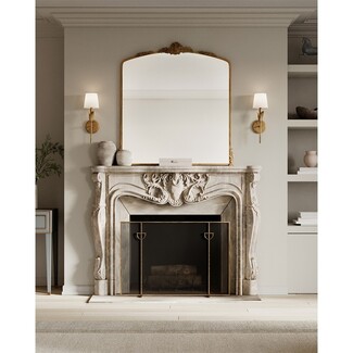 Wall Mirror Arched Silhouette Ornate Crest Antique Gold Mirror