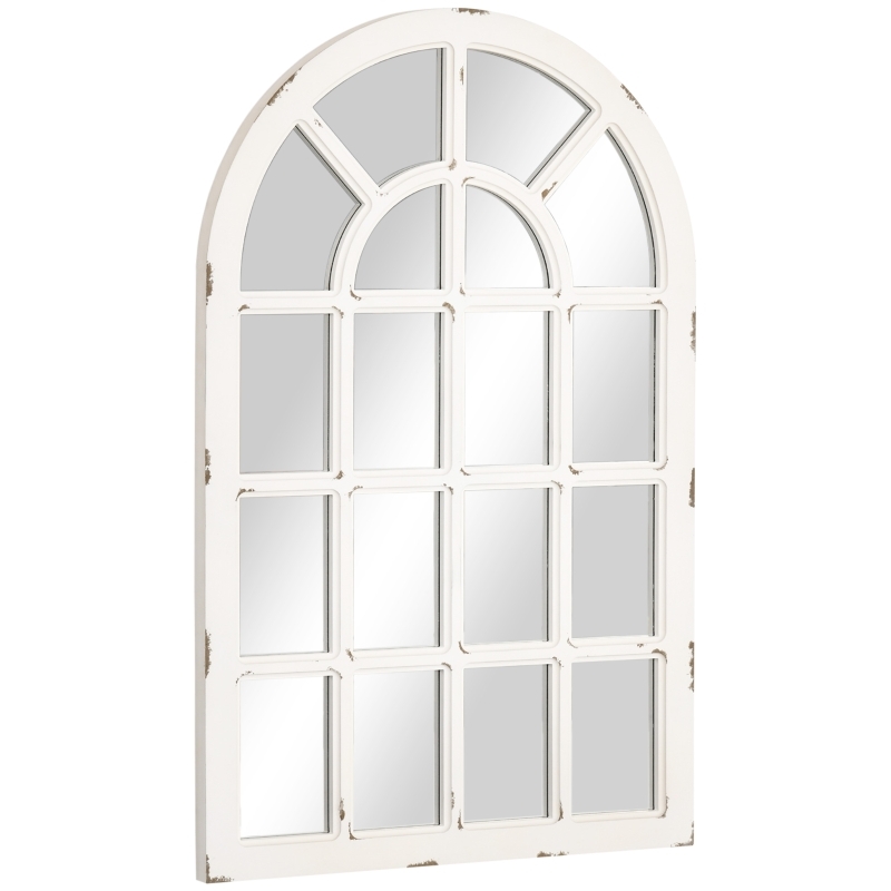 Wall Mirror: Brown Accents Distressed Arched Window Decor