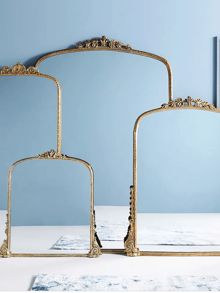Wall Mirror French Provincial Decor Antique Gold Arched Top