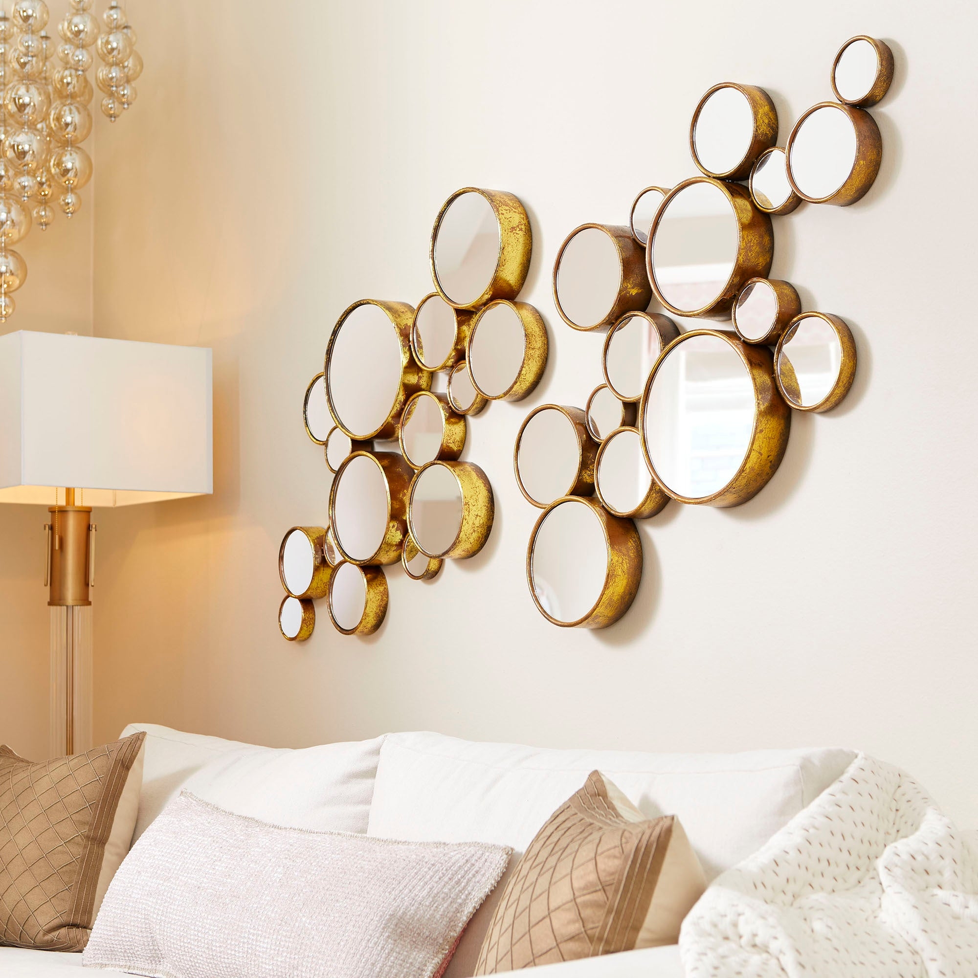 Wall Mirror Gold Clustered Circles Sculptural Silhouette