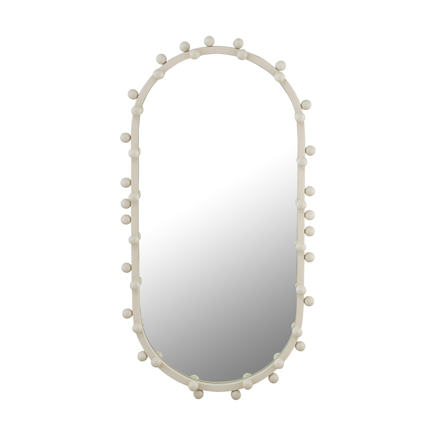 Wall Mirror Ivory Matte Bubble Accents Oval Silhouette