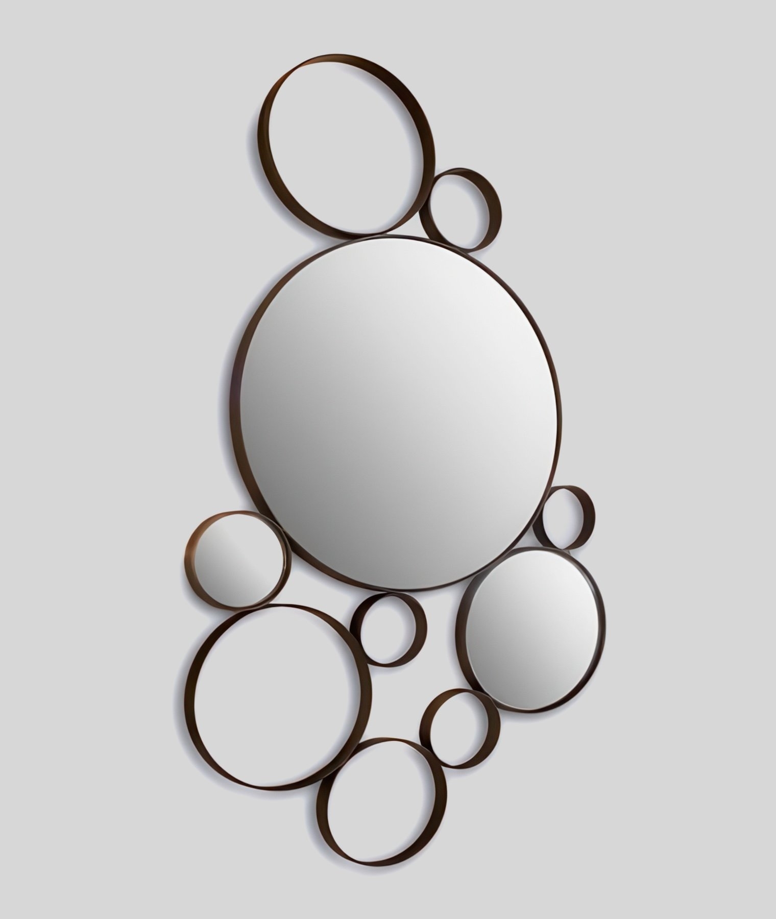 Wall Mirror Modern Dark Bronze Matte Cluster Design