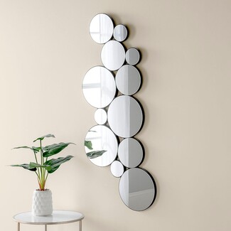 Wall Mirror: Overlapping Circles Matte Black Slim Frame