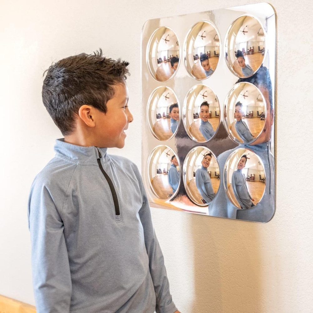 Wall Mirror Polished Nine Bubble Grid Convex Domes