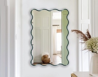 Wall Mirror: Scalloped Frame Matte Black Wavy Edge Piece