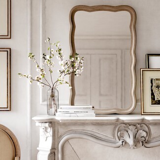 Wall Mirror Scalloped Wood Frame Wavy Edge Rustic Wood Mirror