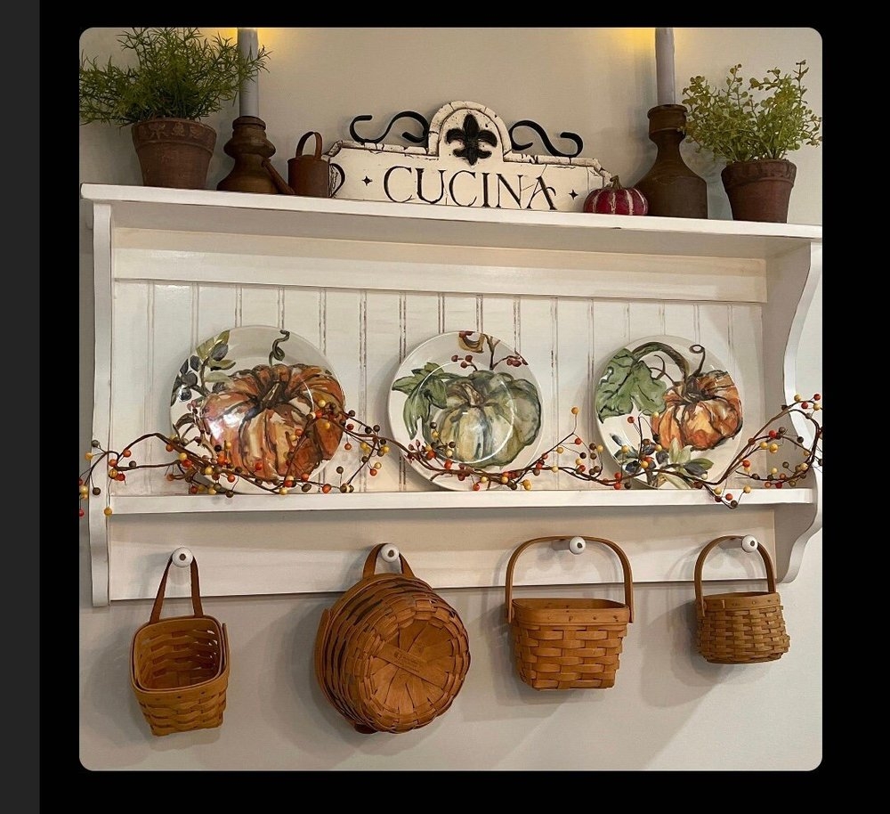 Wall Mounted Plate Rack: Shaker Pegs Beadboard Backing