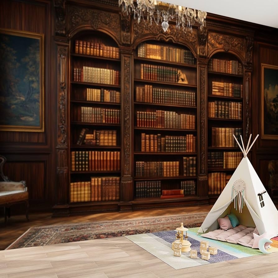 Wall Mural: Antique Bookcase Graphic Peel and Stick Decal