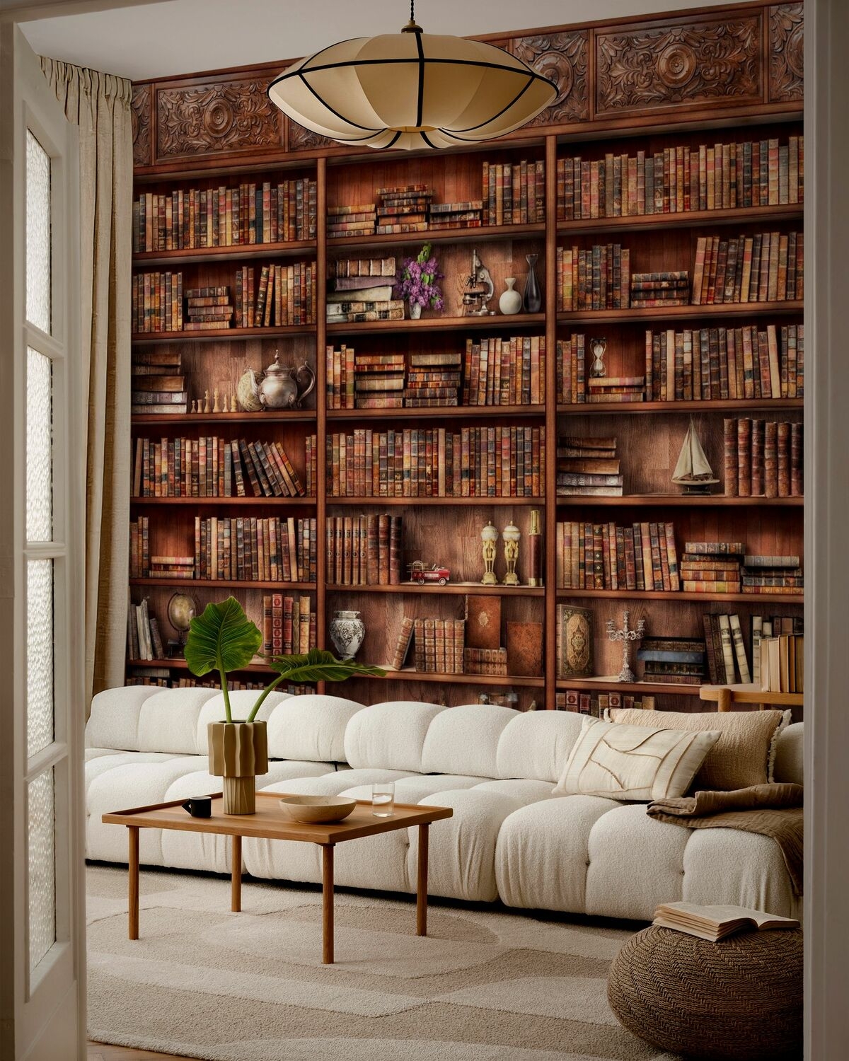 Wall Mural: Carved Ceiling Border Library Wall Mural