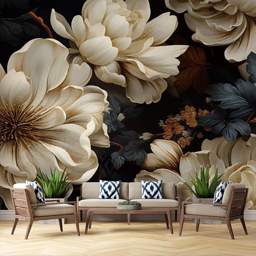 Wall Mural: Vintage Peony Oversized Floral Wall Covering