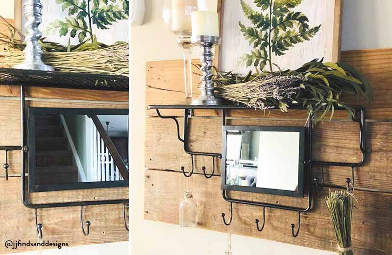 Wall Organizer: Mesh Shelf, Mirror & Multiple Hooks