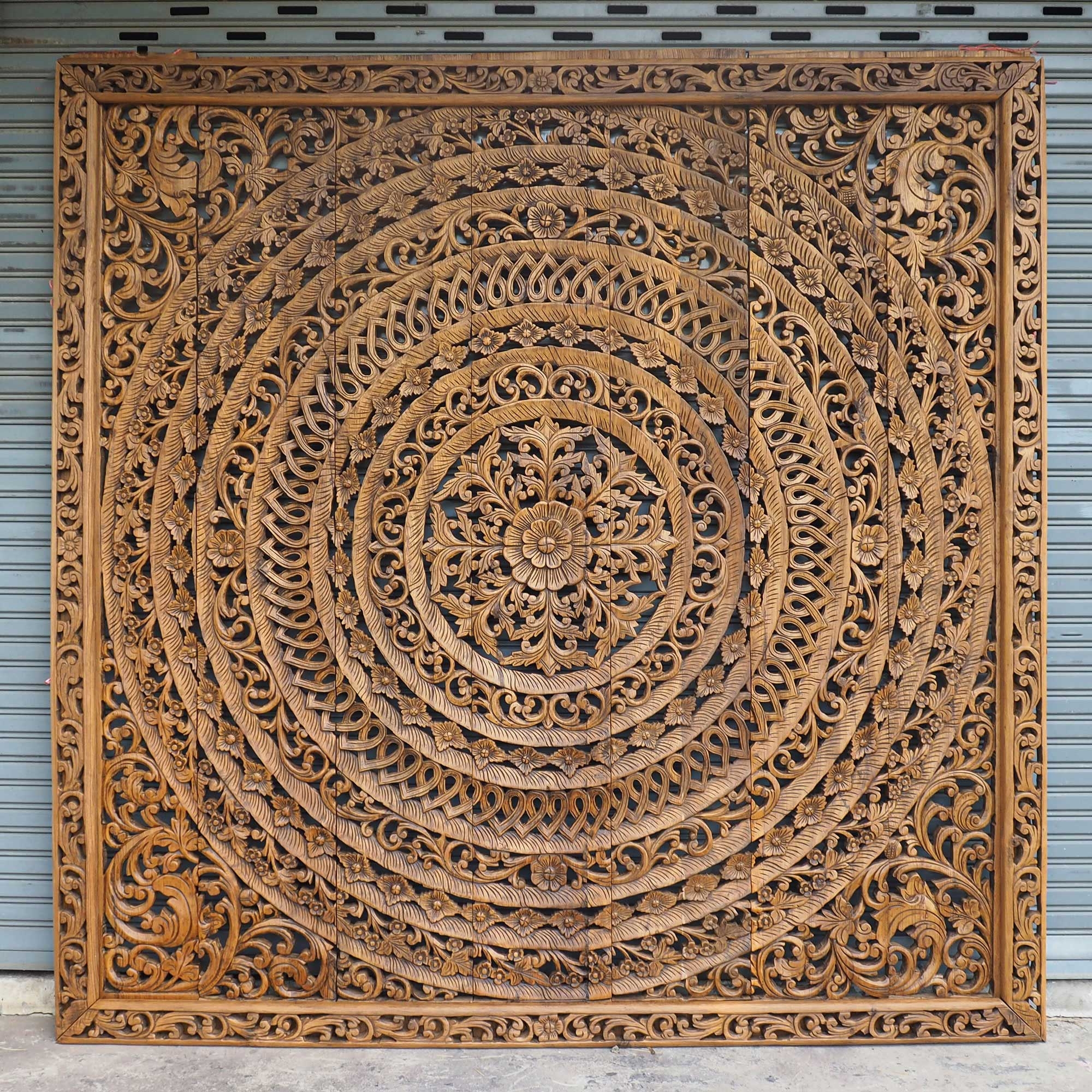 Wall Panel Mandala Design Relief Carving Wood Wall Art