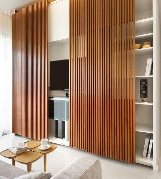 Wall Panel System Vertical Slat Texture Slatted TV Cover