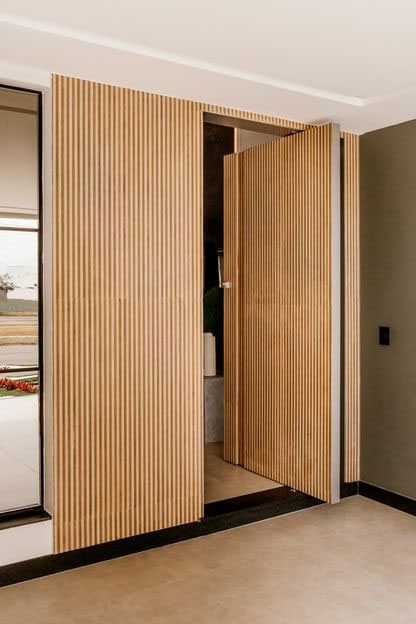 Wall Paneling Fluted Slats Seamless Hidden Door Design