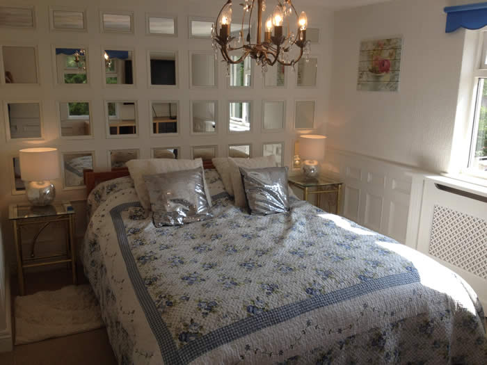 Wall Paneling: White Mirrored Grid Wall Feature Bedroom