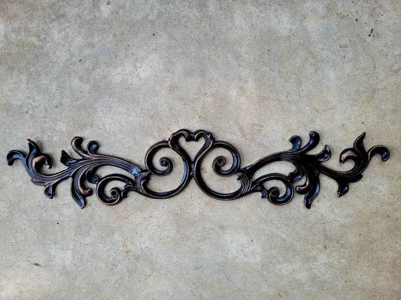 Wall Pediment Cast Iron Heart Motif Distressed Bronze