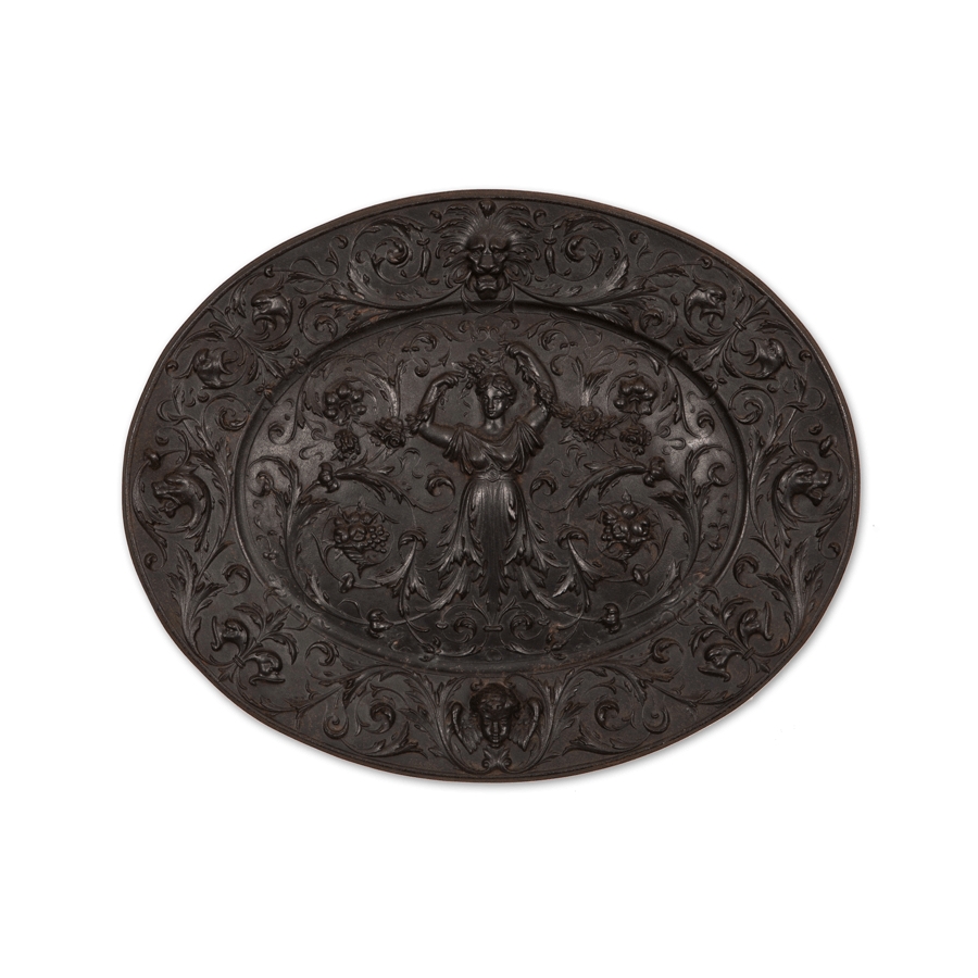 Wall Plaque Art Nouveau Cast Iron Relief Carving Art