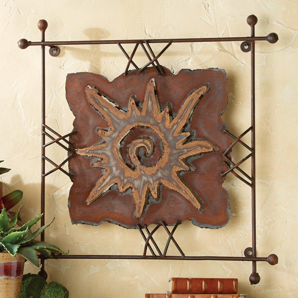 Wall Plaque Rustic Iron Spiral Sunburst Rod Frame Art