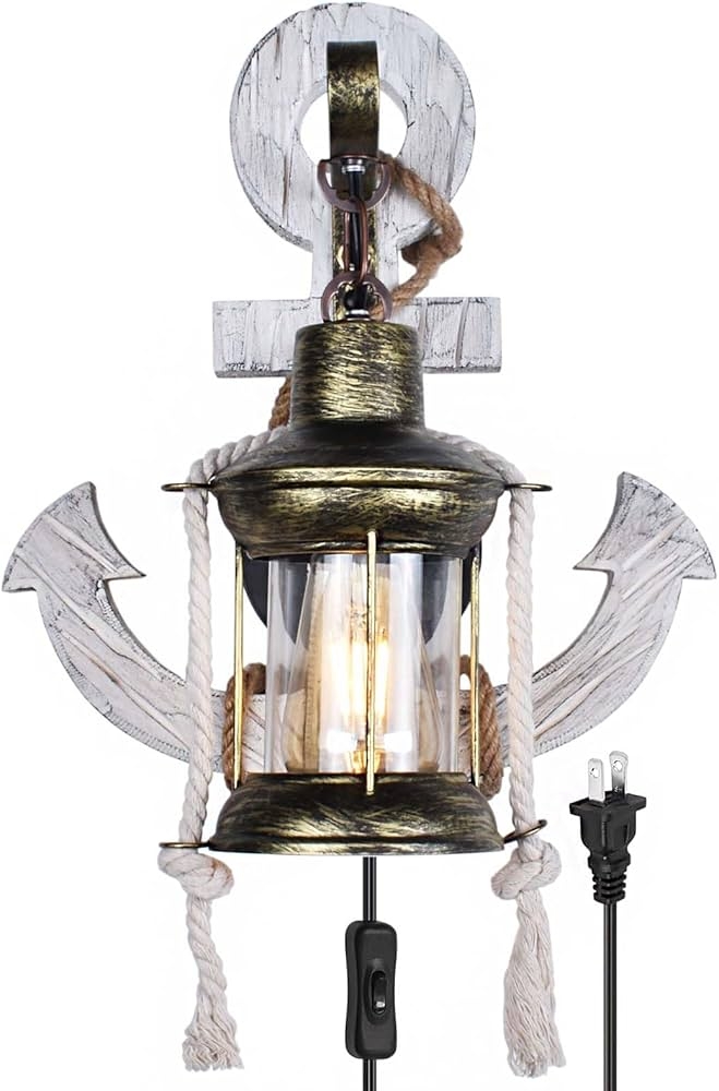 Wall Sconce Anchor Silhouette: Rope Accent Pirate Lighting