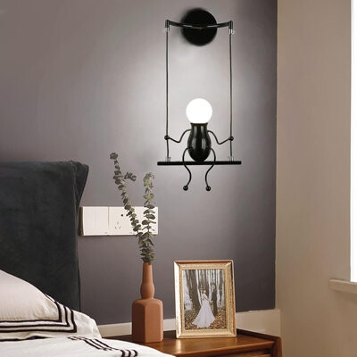 Wall Sconce Cartoon Little People Playful Swing Lamp