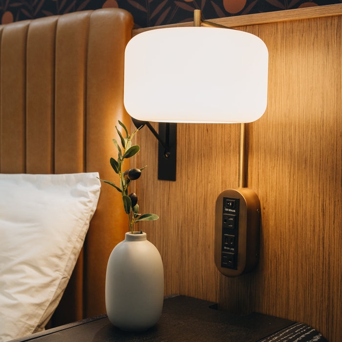 Wall Sconce Integrated Power Outlet Hotel Style Sconce