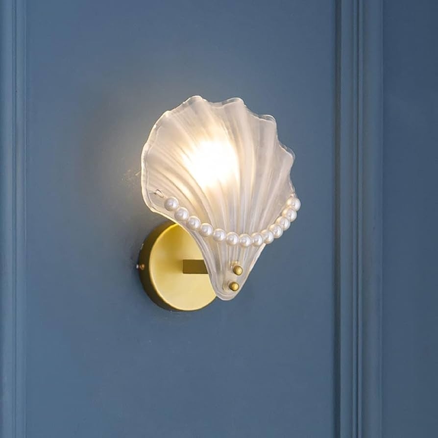 Wall Sconce Pearl String Accent: Seashell Wall Light Fixture