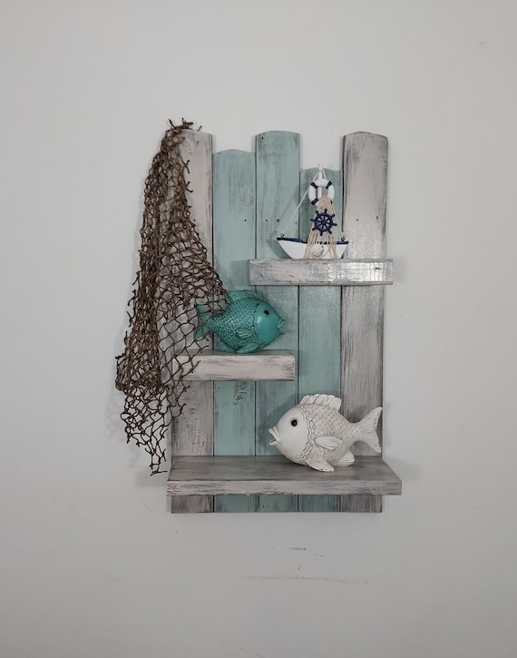 Wall Shelf: Decorative Netting Nautical Bathroom Shelf