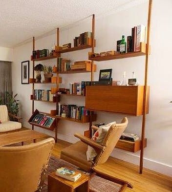 Wall Shelving Unit Slanted Display Shelf Tension Pole Storage System