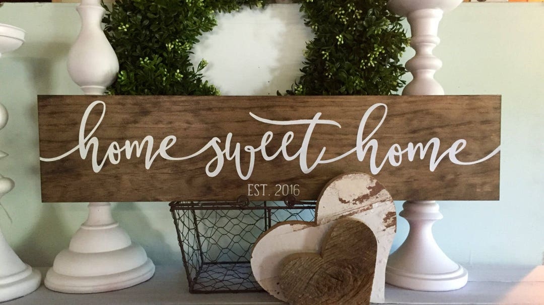 Wall Sign: Custom Established Wood Sign Walnut Brown
