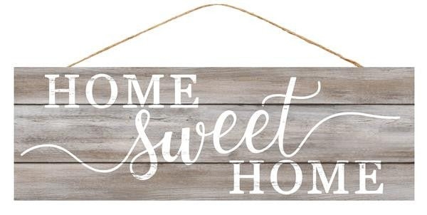 Wall Sign: Grey Wash Home Sign with Jute Twine Hanger