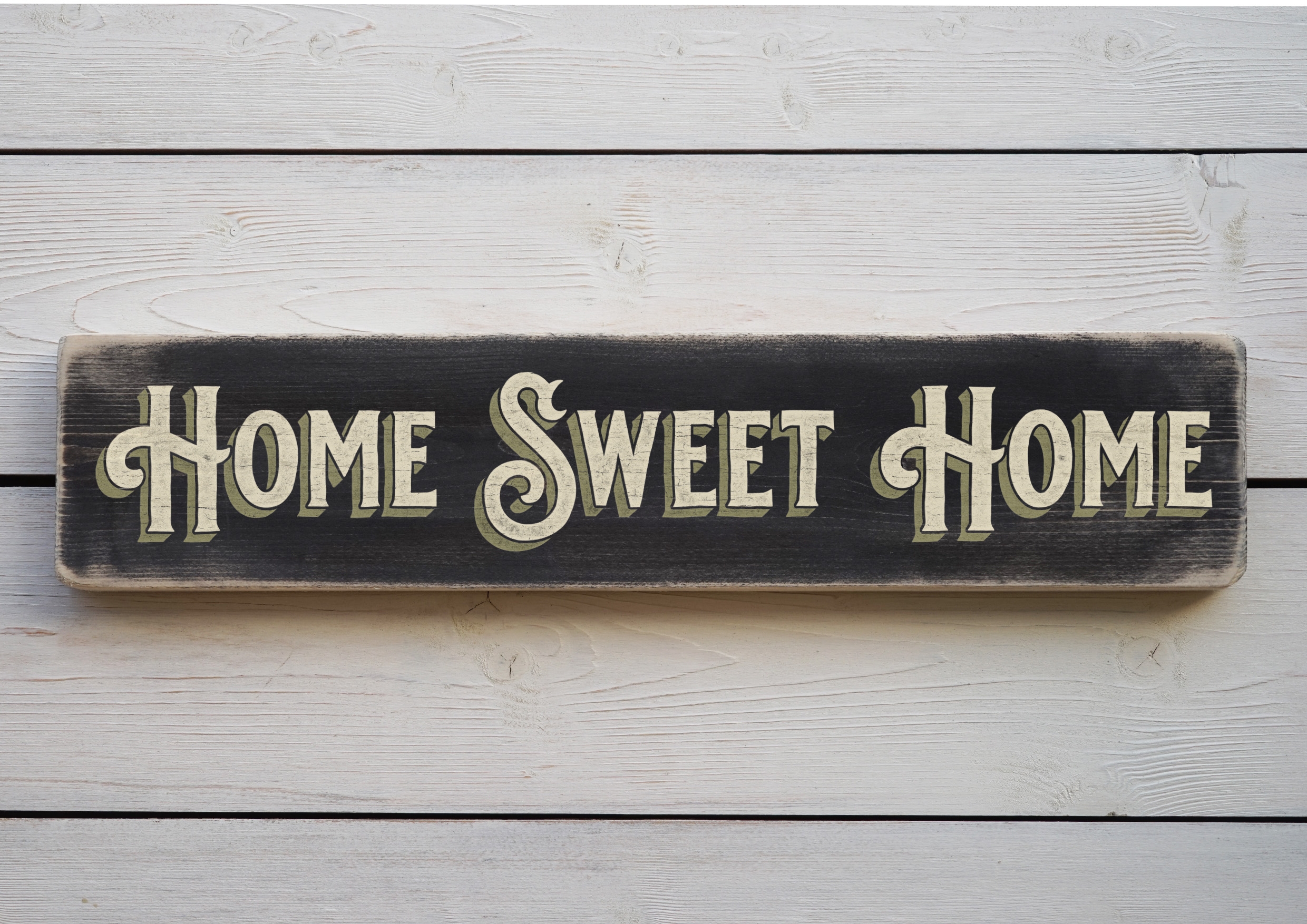 Wall Sign: Vintage Home Sweet Home Sign Drop Shadow