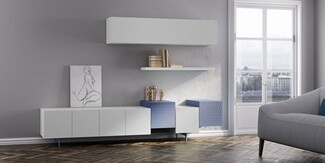 Wall Storage Unit: Modular Cubes Blue Geometric Pattern Decor