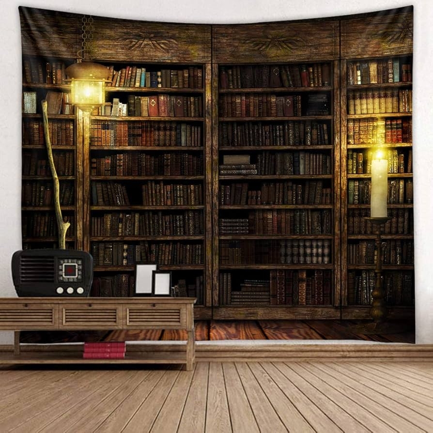 Wall Tapestry: Slatted Console Vintage Library Wall Tapestry