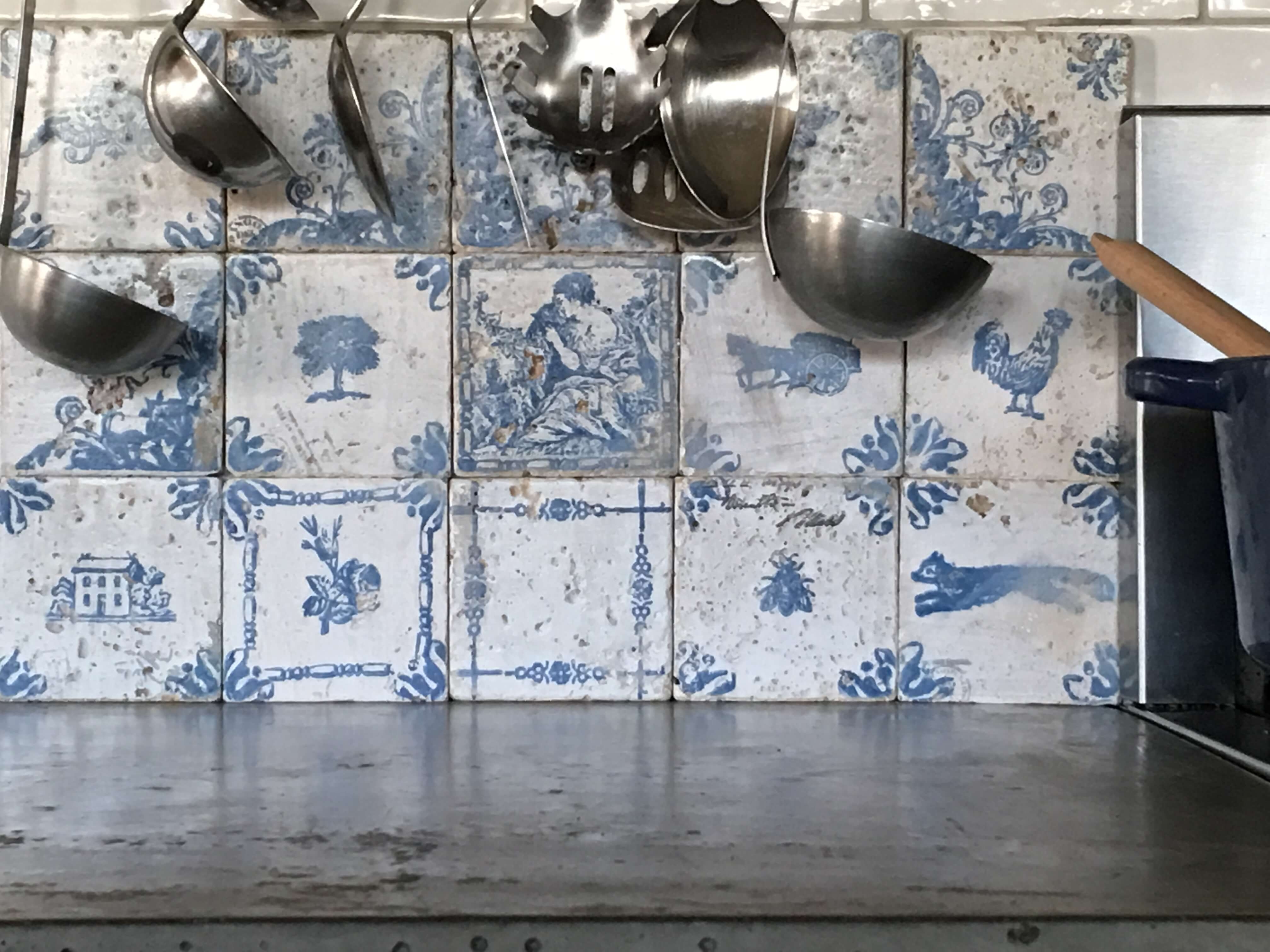 Wall Tile with Pictorial Motifs and DIY French Vintage Tile