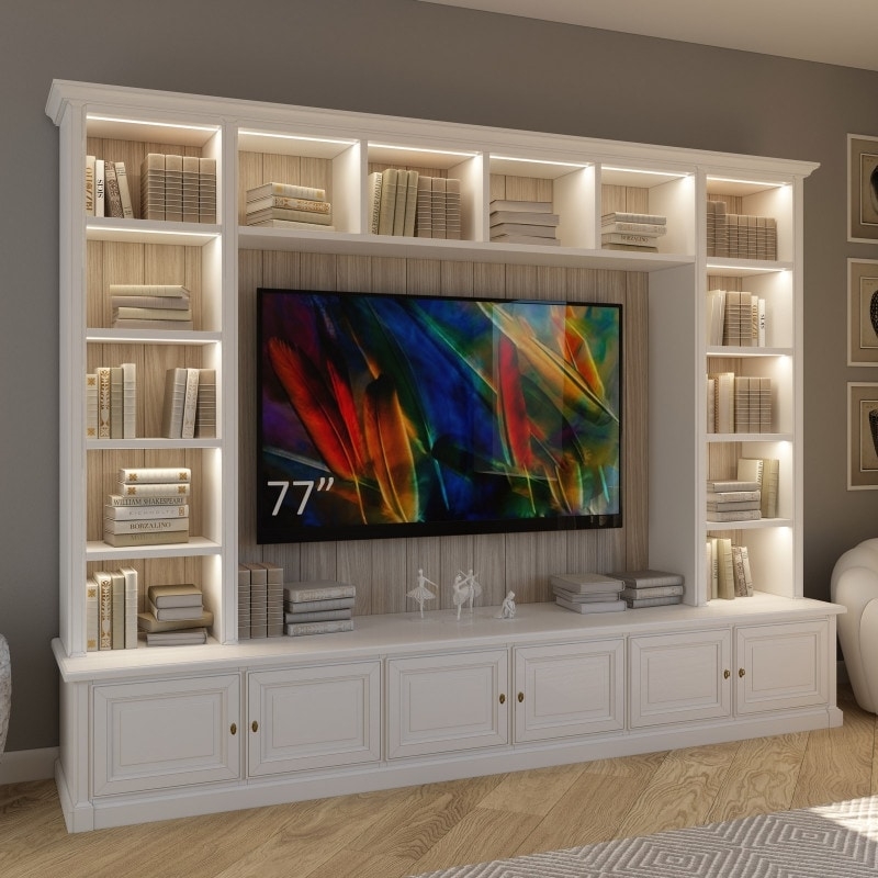 Wall Unit Custom Led Wall Unit Wood Slat Backing Recessed Panel