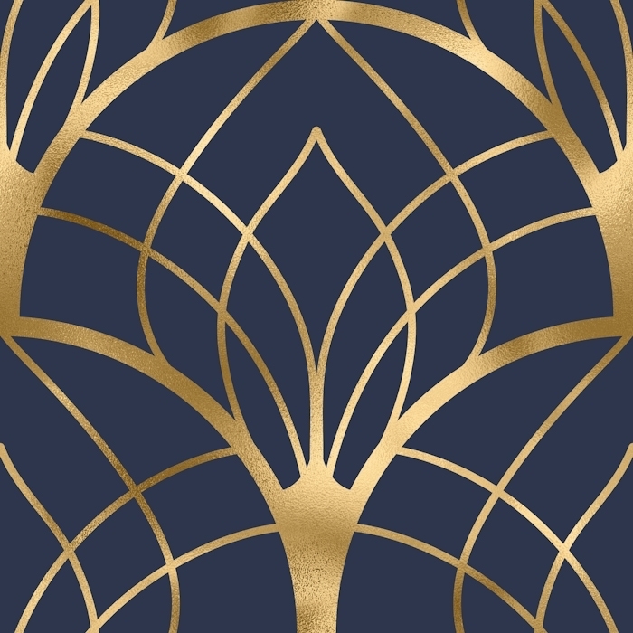 Wallpaper Arching Lines Textured Brass Art Deco Art