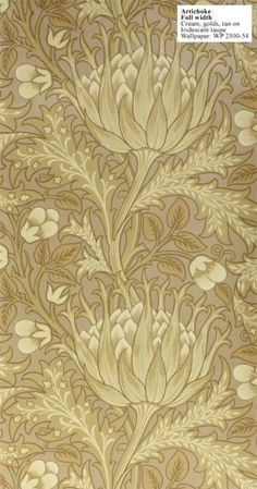 Wallpaper Artichoke Motif Iridescent Gold botanical motif