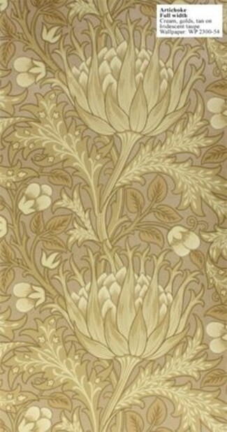 Wallpaper Artichoke Motif Iridescent Gold botanical motif