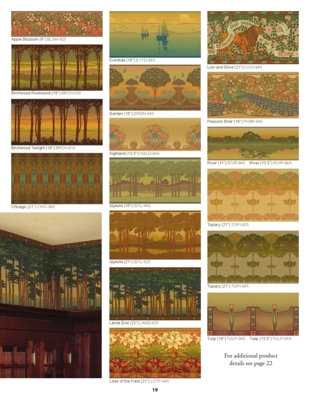 Wallpaper Border Earth Tones Paper Arts and Crafts floral frieze