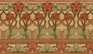 Wallpaper Border Sage Interlocking Stems terracotta floral border