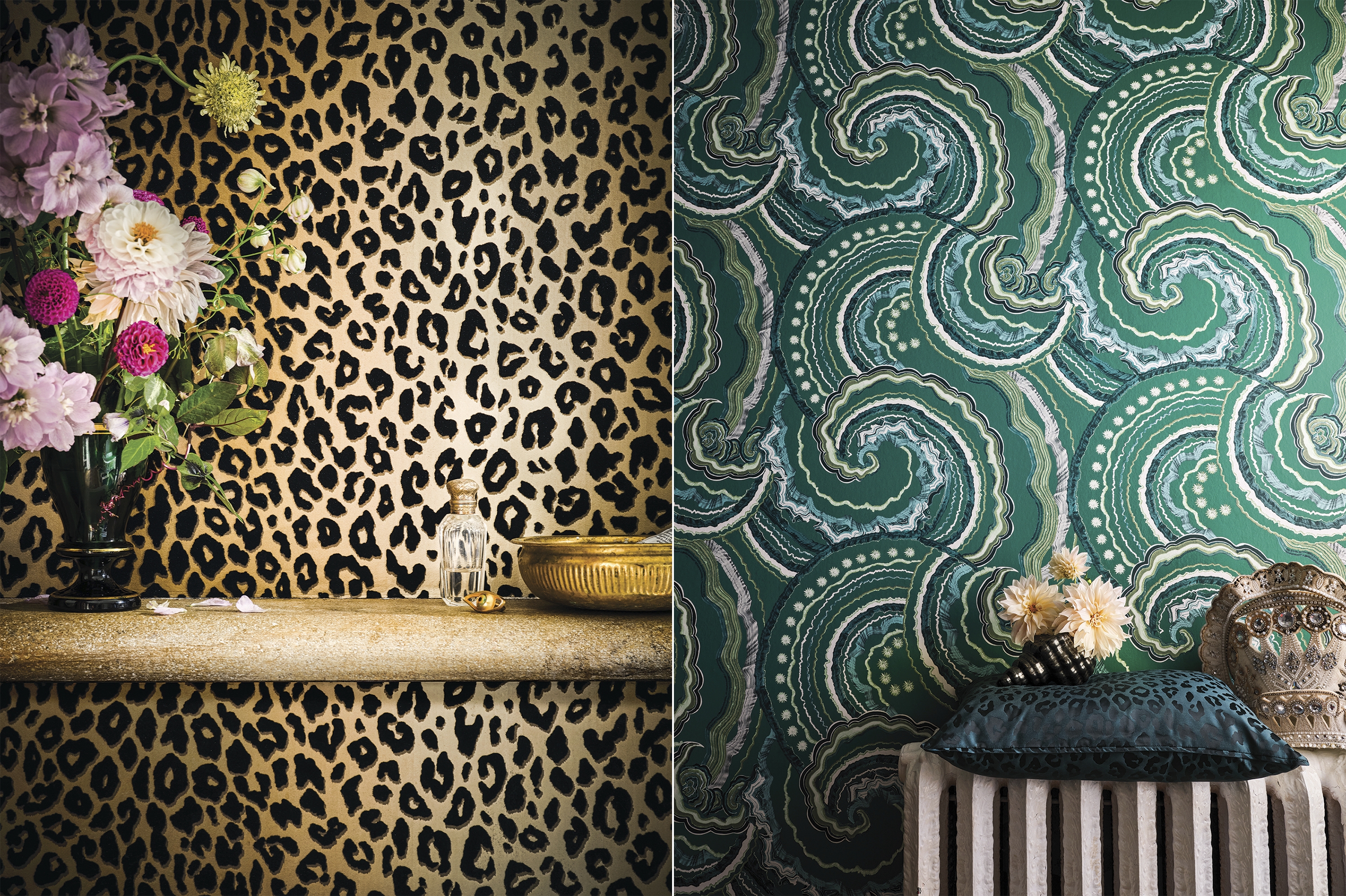 Wallpaper: Emerald Animal Print Wallpaper Maximalist Decor