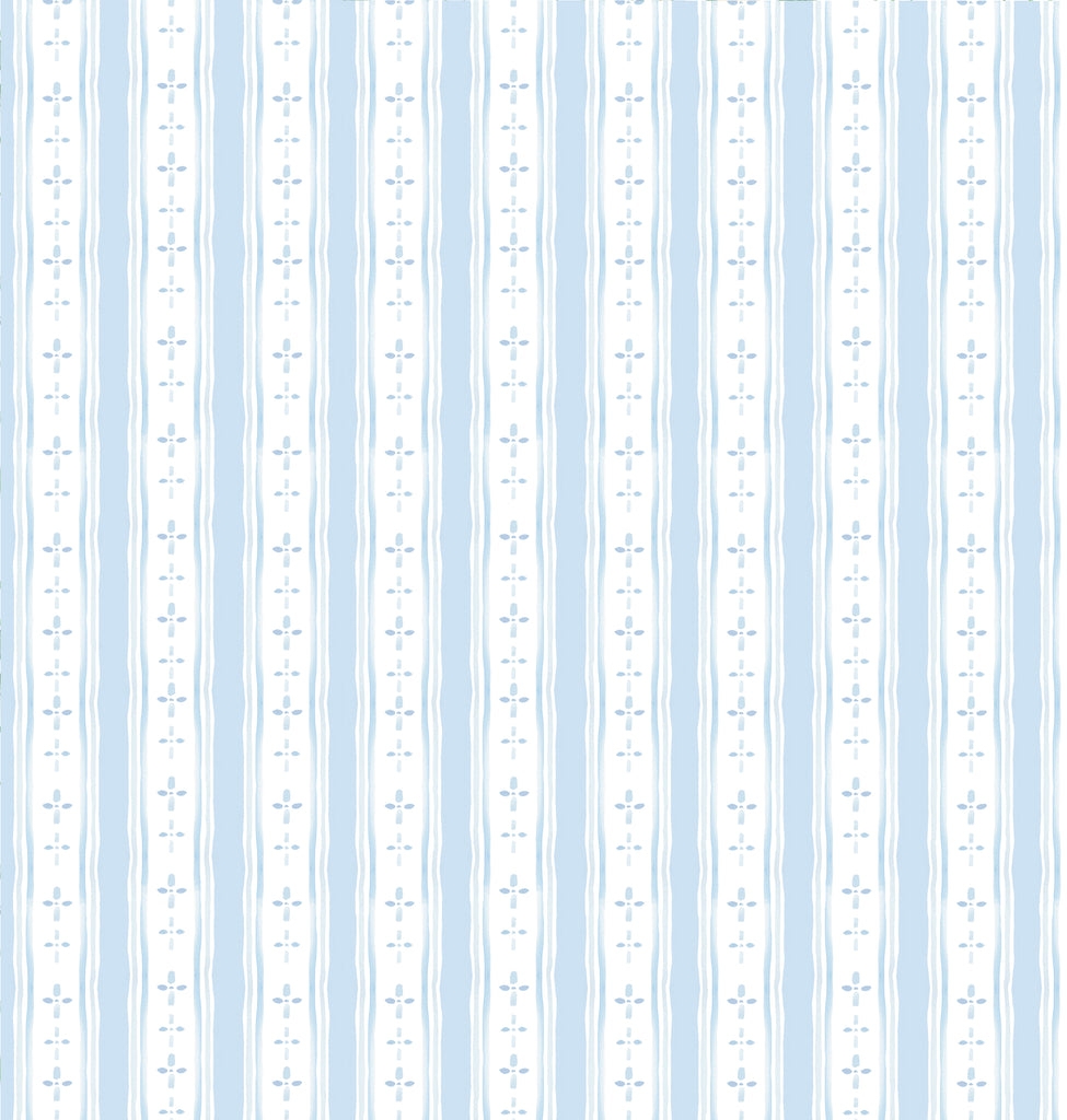 Wallpaper Featuring Wavy Stripes and Floral Motifs