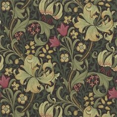 Wallpaper Forest Green Background Paper william morris style pattern