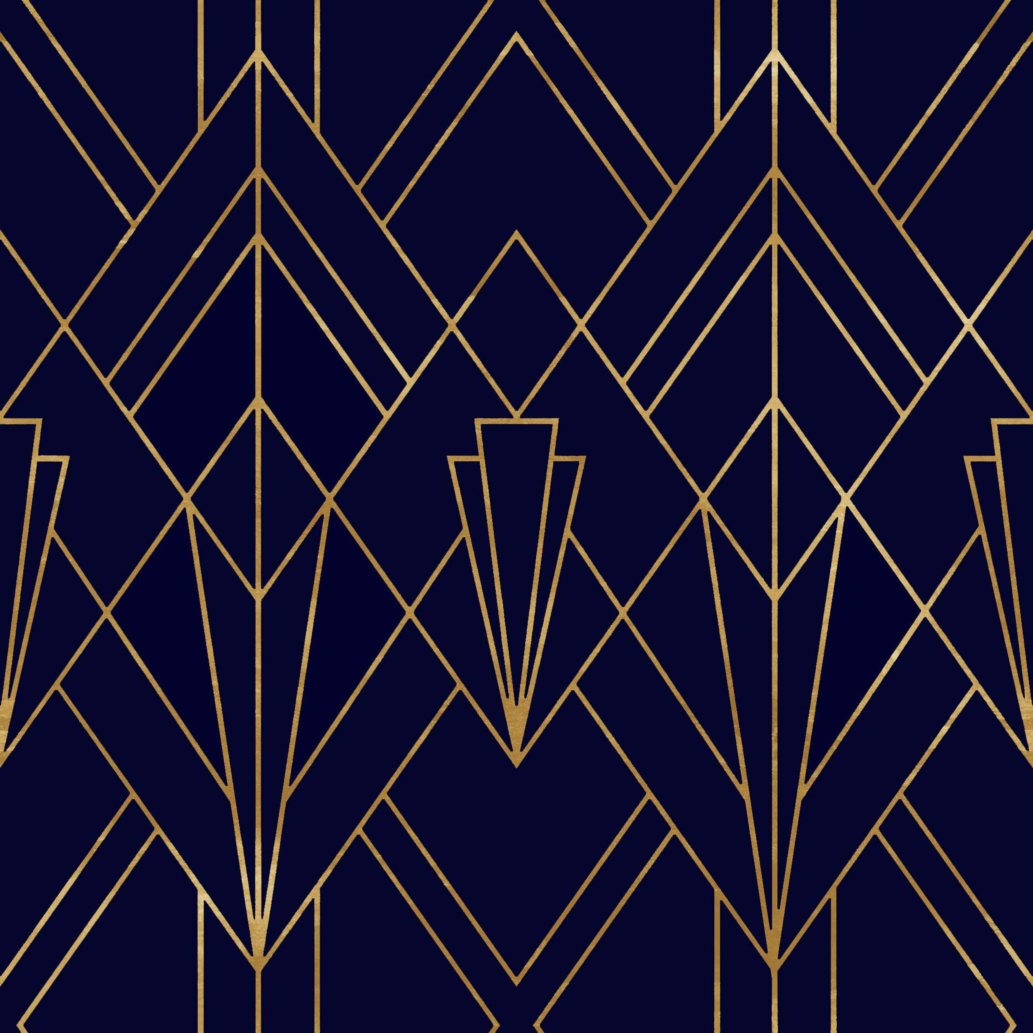 Wallpaper Gilded Fan Motif Seamless Art Deco Pattern