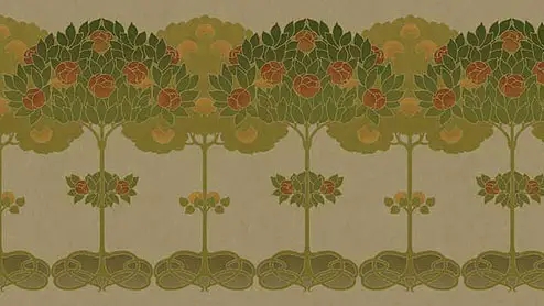 Wallpaper Intertwined Roots Paper stylized rose tree pattern