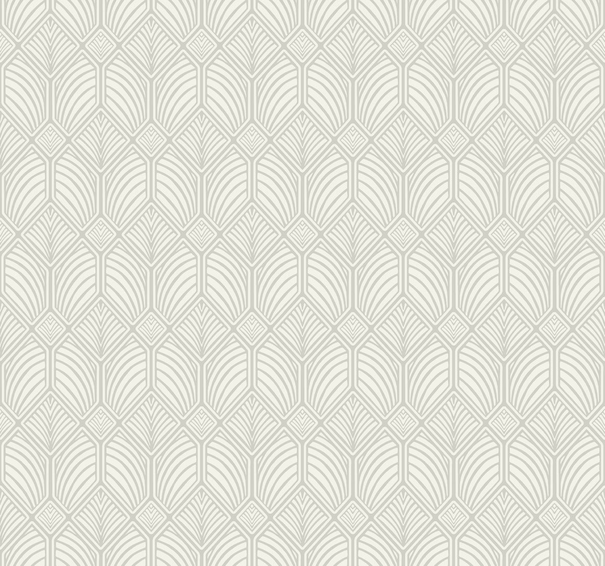 Wallpaper Light Grey Fan Motif Matte Art Deco grey wallpaper