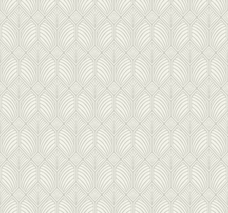 Wallpaper Light Grey Fan Motif Matte Art Deco grey wallpaper